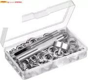 100 Sets Grommet Kit, Thickened Grommets Eyelets 1/4 Inch, Silver Metal Eyelet,