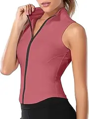 [KEOYA] Women's Lightweight Athletic Tank Full Zip Sleeveless Workout Cropped Jacket Slim Fit Gym Tops