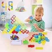 TULIADU 48PCS Tetra Tower Game Balance Stacking Blocks Game Tetra Tower Board Game for Kids & Adults, Family Night, Parties, Travel, Birthday, Christmas Ideas Gift