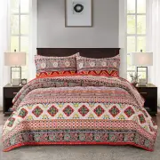 NEWLAKE Cotton Bedspread Quilt Sets-Reversible Patchwork Coverlet Set, European