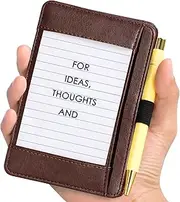 Index Card Holder Brown 3 x 5 PU Index Card Wallet Portable Pocket Notepad Holder with 25 Lined Sheets Mini Note Card Holder Writing Case with Card Slot Note Card Case for Record Sports No Pen