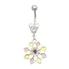 14GA Belly Button Rings Surgical Steel with Pastel Dangle Design Navel Piercings