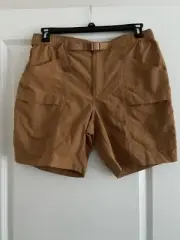 Eddie Bauer Men Rip stop Tech Shorts M UPF50+ Brown Wicking Adjustable Belt
