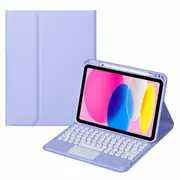 2022 Ipad 10.9 Touch Keyboard Leather Case With Pen Slot Purple Keyboards