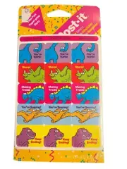 Vintage Scratch n Sniff Sticker Sheet Set Peppermint Dinosaurs Removable Sealed