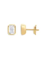 Bloomingdale's Fine Collection Certified Lab Grown Diamond Emerald-Cut Bezel Stud Earrings in 18K Yellow Gold, 2.0 tcw