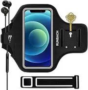 RUNBACH Armband for iPhone 13 Mini/iPhone 12 Mini/iPhone 11 Pro/iPhone X/XS,Sweatproof Running Exercise Gym Bag with Card Slot for iPhone 11 Pro/12 Mini/13 Mini/X/XS (Black)