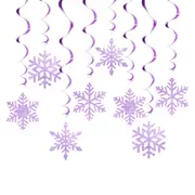Purple Snowflake Hanging Spiral Swirls 8pk