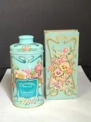 Vintage Avon 70s California Perfume Powder Trailing Arbutus Talc Tin 3.75 Oz Box