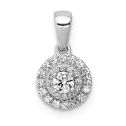 14k White Gold 1/4ct. Real Diamond Round Halo Cluster Pendant