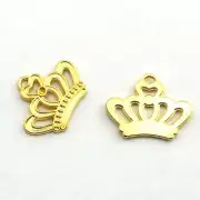 5 Crown Jewelry Charms Queen Pendants Shiny Gold Tone Alice In Wonderland