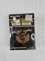 Vintage Melard Solid Polished Brass Hook 2 Prong Towel Robe Bathroom New in Box