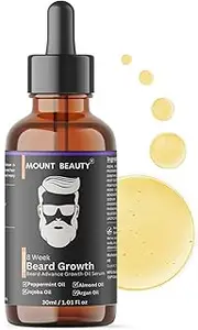 MOUNT BEAUTY - Advanced Beard Growth Oil Serum | Made with Almond, Thyme, Argan Oil, Vitamin E and Jojoba Oil for Fuller, Thicker & Healthier Beard Growth | Beard Oil Serum For Men | 30 ml 1.01 Fl Oz