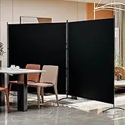 Room Divider 126''W x 70''H Large 2 Panel Privacy Screen for Room Partitions, Portable Room Divider Screen for Room Separtion, Freestanding Fabric Wall Divider for Office, School, Room Separator Black