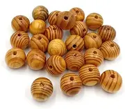 OHPHCALL 25mm Round Pine Wood Beads Set with Holes 25pcs Natural Wooden Spacer Beads for Jewelry Making
