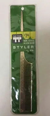 Vintage Comb! Aluminum Styling Comb! Gold Tone! Non Static! Unique old Item!