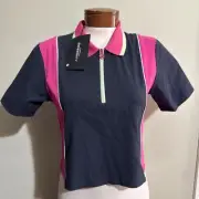 J. LINDEBERG WOMEN'S AKIA GOLF TOP CROPPED SMALL NAVY NEW NWT