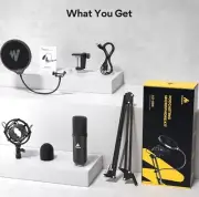 Maono Podcasting Microphone with Studio Headphone Kit AU-A04