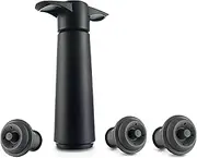 VACUVIN V-15 Wine Storage Equipment, Black & V-5 Set (Total of 3 Stoppers Included)