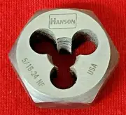 5/16-24 NF X 1" Hex Die Irwin Hanson 6529 Rethreading Carbon Steel USA