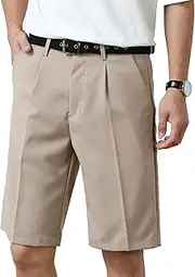 [Generic] Men's 9" Business Lightweight Derss Short Basic Casual Golf Summer Shorts Solid Comfort Quick Dry Outdoor Shorts