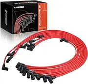 A-Premium 9PCS Spark Plug Wires (Red) Compatible with Chevrolet Ford GMC Mercury Jeep Pontiac fit for HEI SBC BBC 350 383 454 Engine