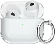 Aircawin for Airpods 3 Case Clear,Full Protective Clear Case for Airpods 3rd Generation Case Cover 2021,Shockproof Soft Transparent TPU Case for Air pods 3 Charging Case with Carabiner Keychain-Clear