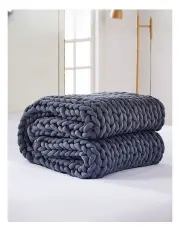 [DreamZ] Chunky Bulky Knitted Weighted Blanket 6.5kg in Dark Grey