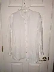 NWT XXS or SM Eileen Fisher Linen Cotton Sheer Check Mandarin Collar Shirt