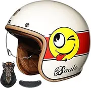 Motorcycle Open Face Helmet 3/4 Helmet DOT/ECE Approved Half Helmet with Retractable Lens for Adults