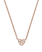 Mini Diamond Heart Pendant Necklace in 14K Rose Gold, .07 ct. t. w.