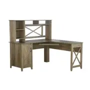 Maestro Furniture Axel L-Shape Computer Working Home Office Desk W/ Hutch Rustic