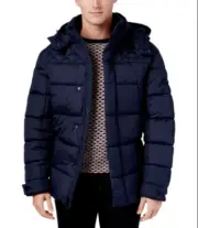 Ben Sherman V6601 Men's Quilted Puffer Navy Coat Size M