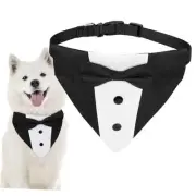 Tuxedo Bandana Collar with Bow Tie Pet Wedding Tux X-Large: Neck 15.7"-26.4"