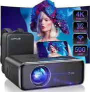 [Auto Focus/Keystone] 4K Projector with Wifi 6 and Bluetooth 5.2, 500 ANSI Lumen