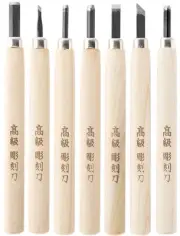 Japanese Chisel KAKURI NOMI 7 Piece Set 3-7mm Graver w/whetstone, Case