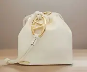 AUTH NWT $1750 Valentino Garavani Mini VLOGO Pouf Leather Bucket Bag-Ivory W/Box