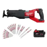 Milwaukee SAWZALL Orbital Reciprocating Saw 18V Li-Ion + 5Ah Battery + Blade Set
