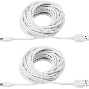 2 Pack 25ft USB to Micro USB Extension Power Cable, Durable PVC jacket protects