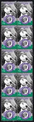 LOUIS BROUGH 1948 WOMENS WIMBLEDON TENNIS CHAMPION STRIP OF 10 MINT STAMPS