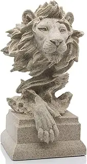 [H&W] Sandstone Lion - The King of Beasts - Statue Decoration for Home/Study/Living Room, Great Collectible Figurines, Sandstone Color (HH17-D1)…