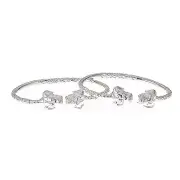 Solid .925 Sterling Silver West Indian Bangles with Puppy Ends (PAIR)