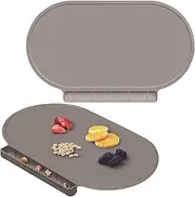 Silicone Placemat for Baby, Silicone Baby Toddlers Non-Slip Tablemats Stain Resistant Anti-Skid Reusable Dishwasher Safe Table Mats, Portable Food Mat Travel (2Pack, Gary)