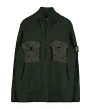 Compass-patch cargo-pocket cardigan 8Y,14Y,12Y,10Y olive green