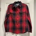 Outerknown Blanket Flannel Shirt Womens XS/S Red/Navy Plaid Button Up