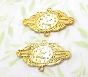 3 Clock Face Pin Back Findings Gold Tone 1 7/8" Brooch SAFETY PINS