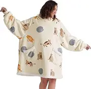 [Bedsure] Hoodie Blanket with Sleeves and Hood - Cuddly Blanket with Sleeves Sherpa Cuddly Jumper Women as Gifts for Women