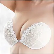 [ANMUR] Backless Strapless Lace Sticky Bra for Women Bride Wedding Dresses Sexy Self-Adhesive Bras Cups Pads Underwear (Color : White, Size : D)