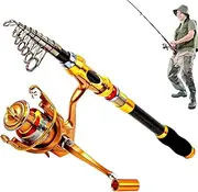 Telescopic Fishing Rod | Ergonomic Grip Travel Rod,Lightweight Telescopic Fishing Rods Set Fishing Pole for Freshwater and Saltwater
