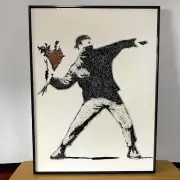 Banksy Art Panel Canvas Art Wall Art Art Print Person bouquet Graffiti crystal